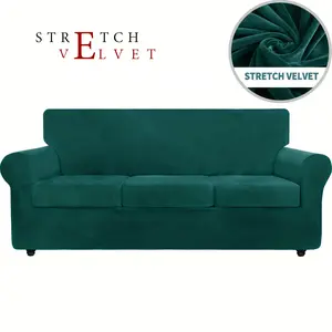 Lluhome Thickened Velvet Sofa Cover Full Stretch Slipcover, Ultra-Soft Plush Furniture Protector, Non-Slip Full-Wrapped Couch Cover for 1/2/3/4 Seaters