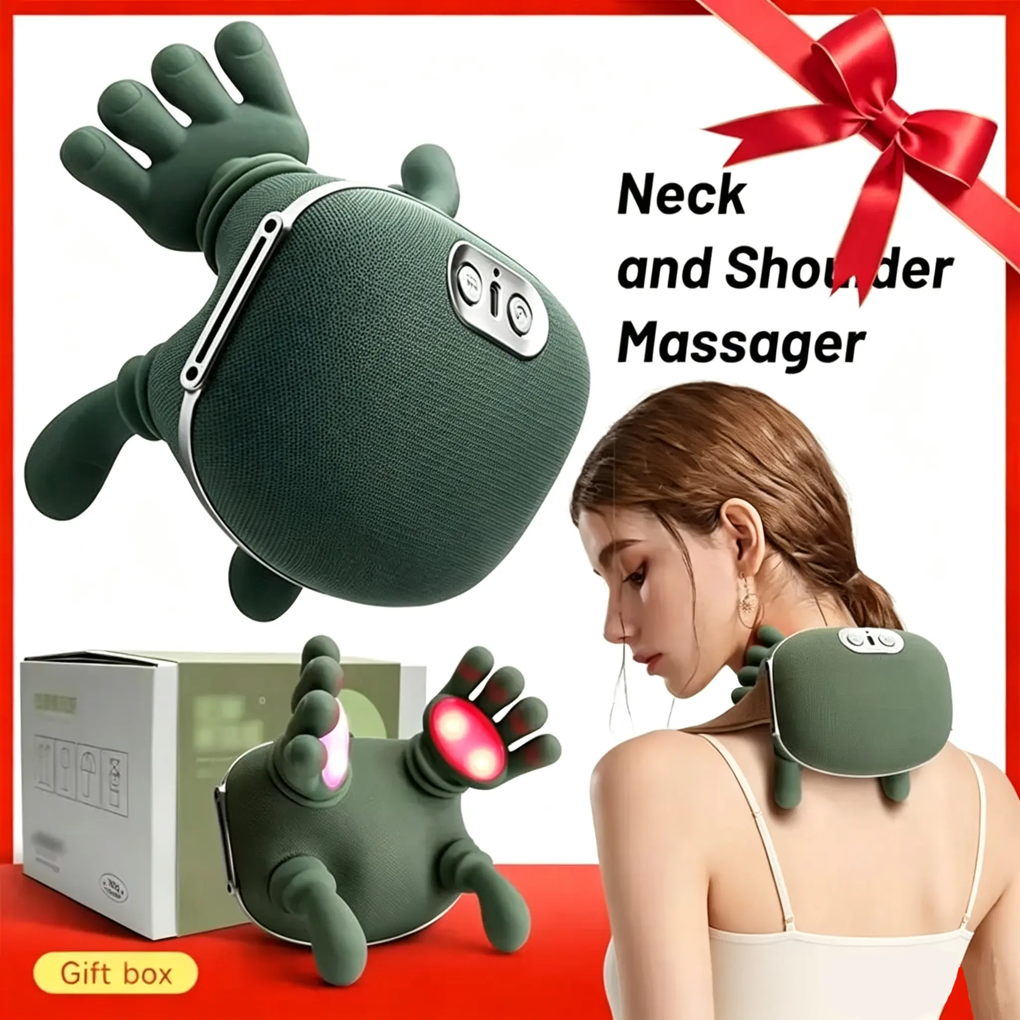 Wireless Neck and Shoulder Massager with Heat for Deep Tissue Pain Relief, Portable 3D Shiatsu Kneading Device for Back & Legs, Relaxing Gifts for Men and Women