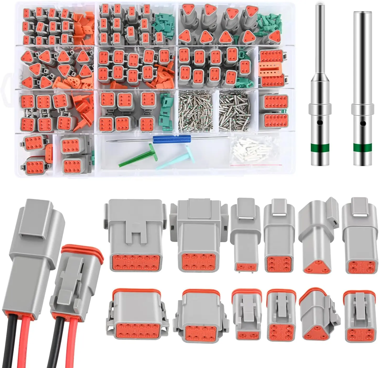 Nilight DT Multi-Pin Attachment Connectors & Terminals Kit - 40 Sets, 2/3/4/6/8/12 PIN, 16 Solid Contacts, IP67 PA66 Nylon, 13 A Receptacle, Waterproof for 14-20 AWG Wires, Removal Tool for Car/Truck/Boat, Father's Day Gift, Durable Reliable Connectors