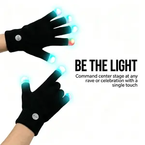 LED Gloves Colors Light Show Rave Light Finger Lighting Flashing Glow Mittens Contains 4 batteries light-up finger glove