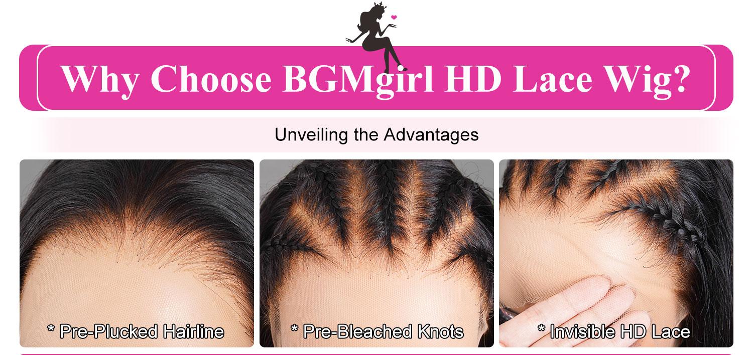 [Clearance Sale] BGMgirl Kinky Straight Pre Bleached Knots 13*4 HD Lace 250% Density Front Wig Pre Plucked Natural Hairline Human Hair Wigs Medium Size Cap TikTokShopBlackFriday