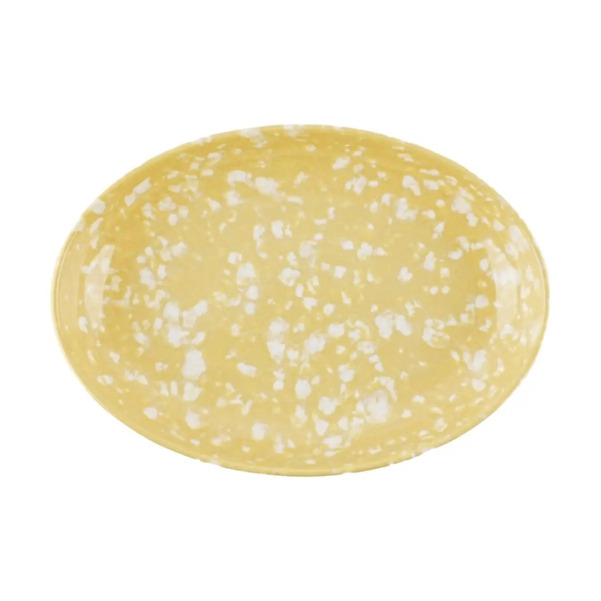 POLAATHOME Retro Marble Oval Plate - Korean Ins Style Creative Ink Splatter Melamine Butter Yellow Serving Dish 21.5x15cm