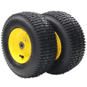 GARVEE 13x5.00-6 Lawn Mower Tires With Wheel Assemblies - 3" Centered Hub & 3/4" Bushing, Heavy Duty 295 LB Capacity Tubeless Tires for Tractors, Garden Carts, Set of 2