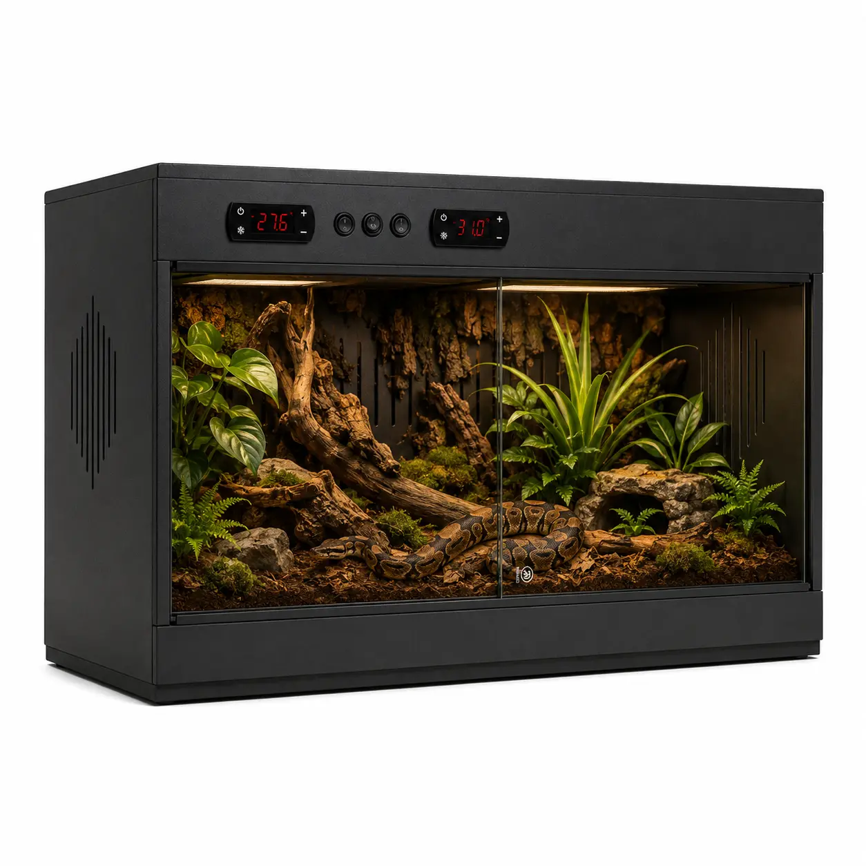 32×16×16in PVC Intelligent Precise Temp Ctrl Rectangle Reptile Terrarium Kit - High-Grade Stackable Tortoise Enclosure, Ventilated, Easy to Clean, Breathable, Light Socket Access, Suitable for Lizards - YRT-80