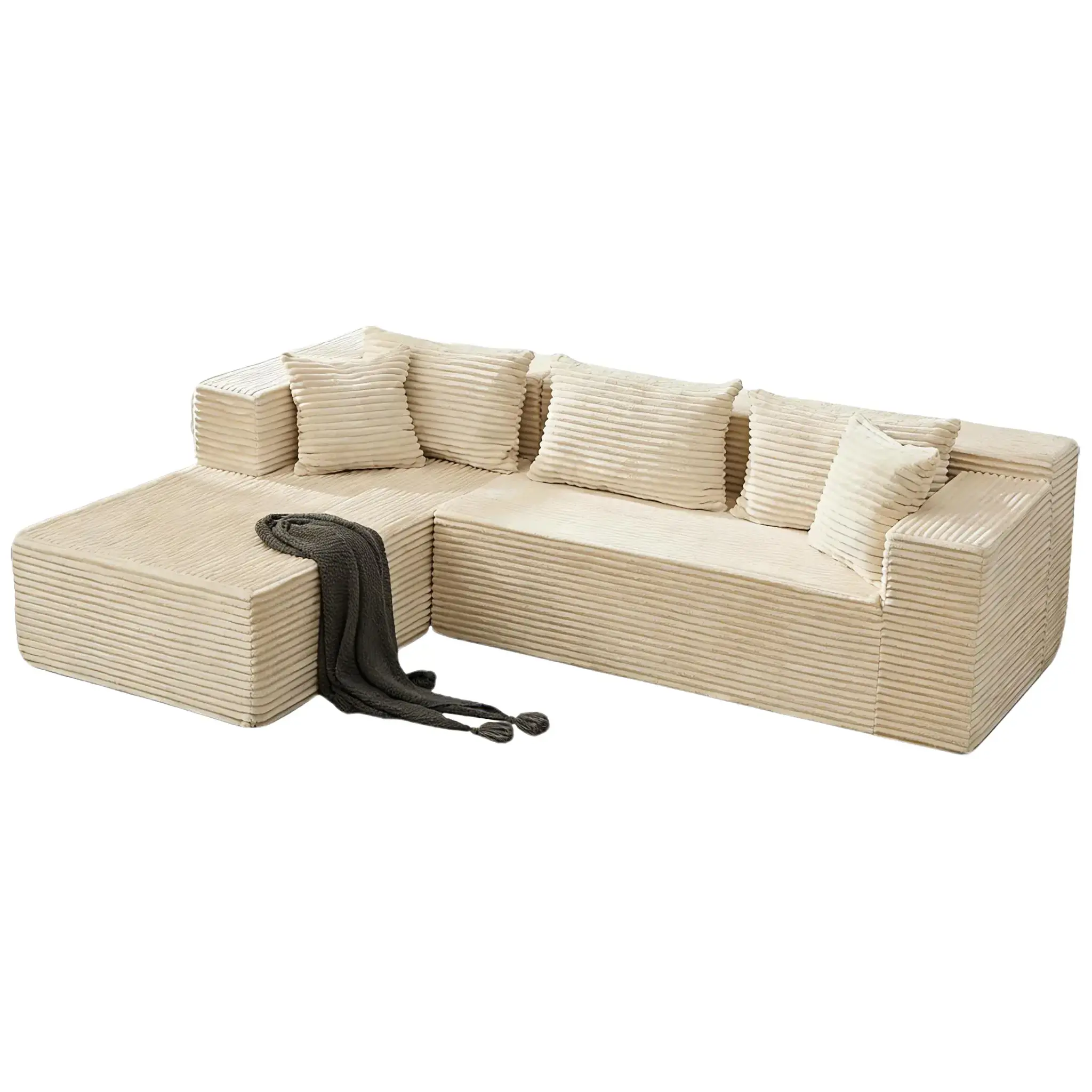 Black Modular Sectional Corner Sofa with Chaise Seat, Plush Fluffy Cushions Soft Upholstered Couch, Durable Compressed Design, Customizable Layout for Living Room Family Gatherings Movie Nights, Assembly Required