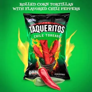 Taqueritos Chile Toreados Snacks Chips - Pack of 3 - Crispy, Crunchy