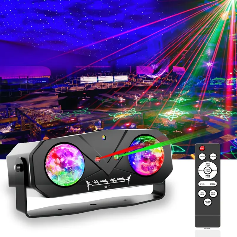 Disco Ball Party Light, USB Powered Led Rgb Lights Sound Activated Disco Light with Star Light Projector, Ocean Light and Laser Light for Party DJ KTV Rave Club Wedding Home Decor