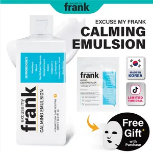 [FREE Mask] Excuse My Frank Calming Emulsion (+ Facial Mask – Limited Time Only) 300g Milky Lotion for Soothing and Moisturizing Dry Skin with Oligo Hyaluronic Acid & Asiatic Pennywort