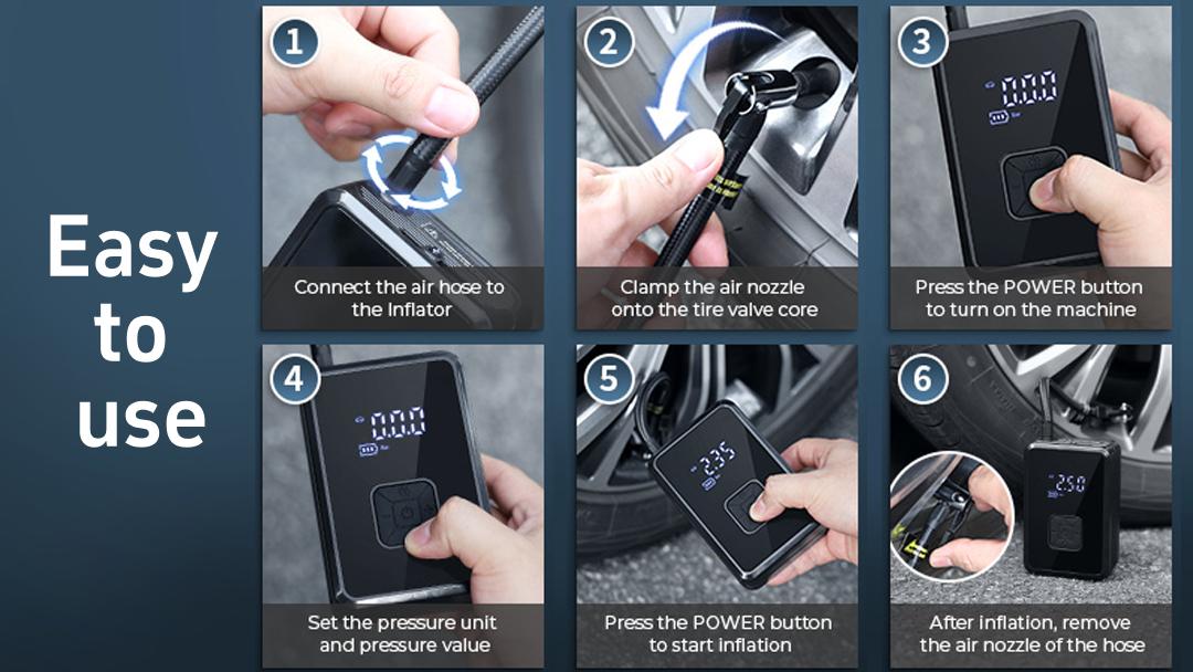 Oasser Cordless Tire inflator Portable Air Compressor 150 PSI with Large Capacity Battery Wireless Digital Display Enhanced Safety Features for Cars& inflatables Auto Shut-Off，Bikes & Inflatables Ball & Inflatables cars accessories car stuff