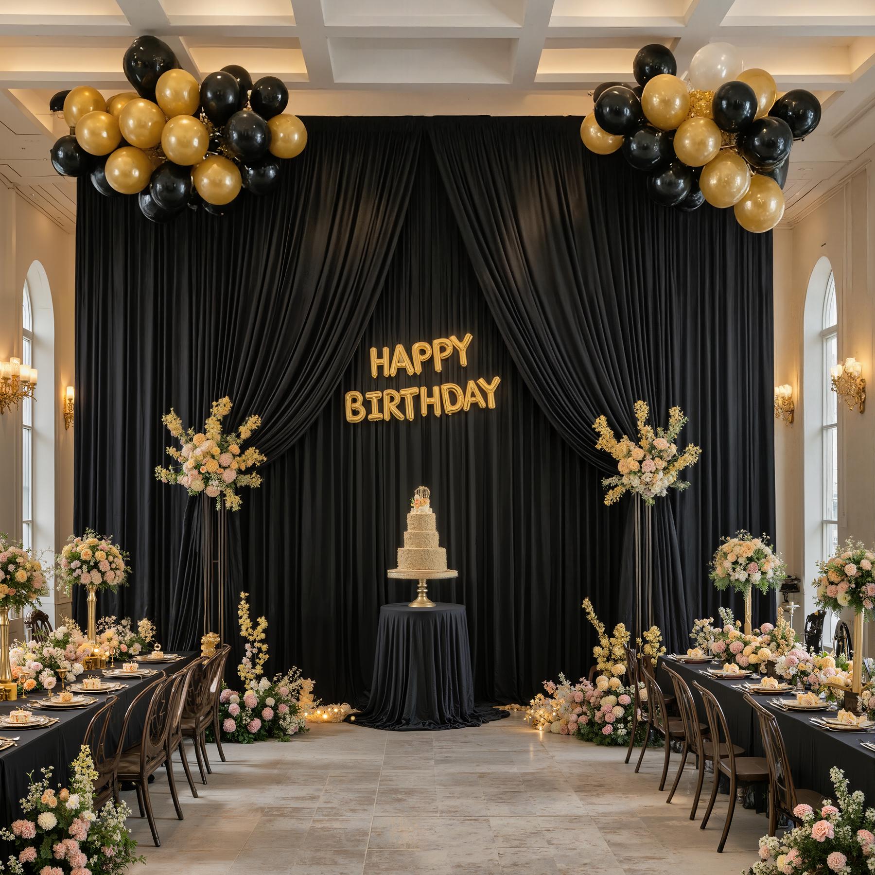 Wrinkle-Free Polyester Backdrop Curtain Set, 6-Pack Fabric Panels for Photoshoot Backdrops & Christmas Party Decoration Supplies, 5x7ft/5x10ft Banners Compatible with Fairy Garlands, Balloons, Home Decor,summerwins