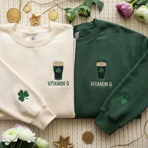 [MADE IN US] Embroidered Vitamin G Guinness Sweatshirt, Irish Beer Shirt, St Patrick's Day Tee, Irish Drinking Gift, St Patricks Day Lucky Gift Shirt