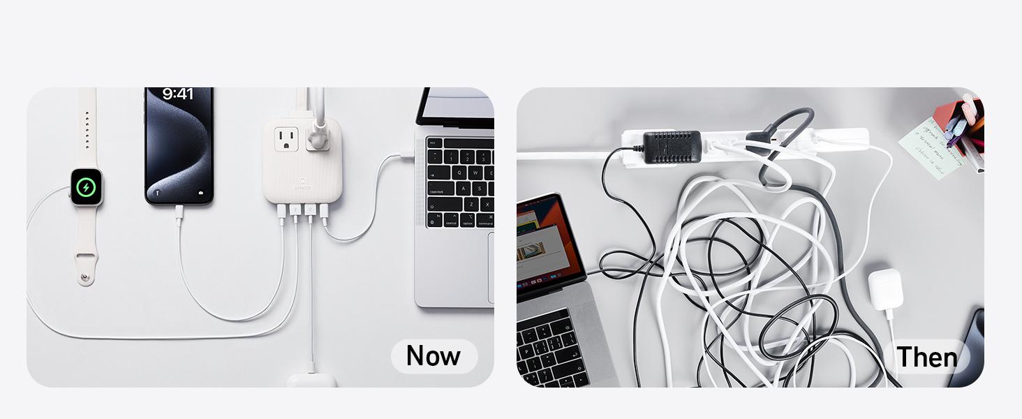Anker Nano 6-in-1 67W USB-C Power Strip, Flat Plug and 5 ft Slim Cord, 2 AC, 2 USB-C, 2 USB-A, for iPhone 17 / 16 Series, MacBook, Perfect for Home
