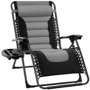 Best Choice Products Oversized Padded Zero Gravity Chair, Folding Outdoor Patio Recliner w/ Side Tray
