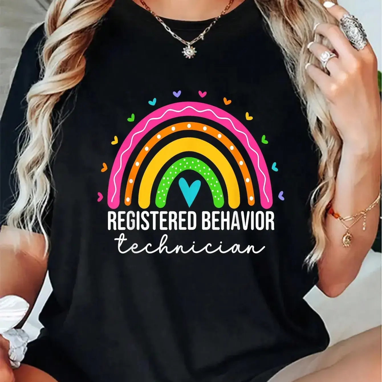 Women's Graphic T-Shirt - RBT & ABA Therapist Style, Loose Lightweight 100% Cotton Breathable All-Season Machine-Washable Clothes, Oversized 1-Piece Top