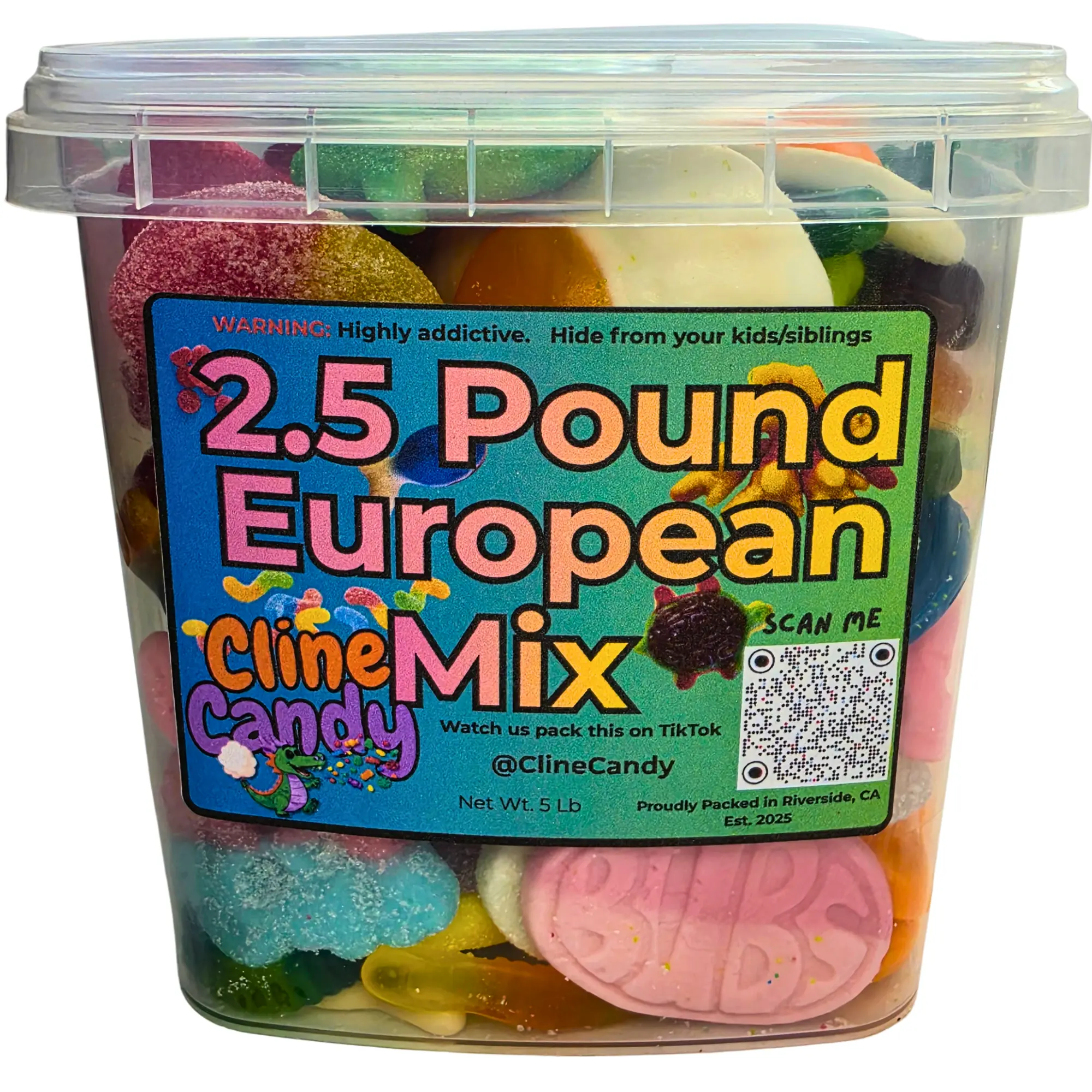 2.5lb Large Cline Candy Pick and Mix Gummy Candy Bucket - Assorted Flavors Food Bundle, Whales & Turtles Gummies, Handpacked Fresh Snacks for Birthday, All Ages