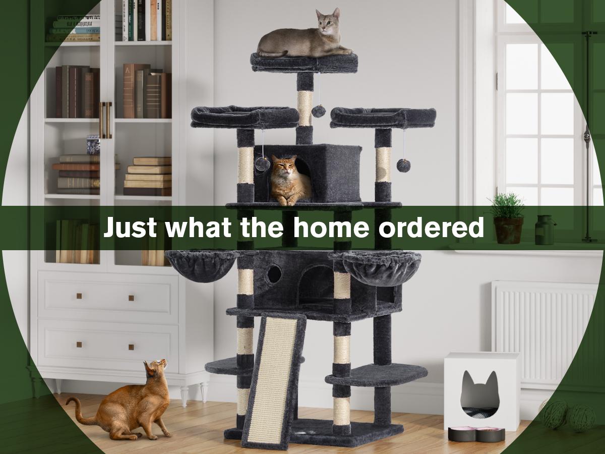 MUTICOR 68in Premium Heavy-Duty Cat Tree for Large Cats/Big Cat Tower with Cat Condo/Cozy Plush Cat Perches/Sisal Scratching Posts and Hammocks/Cat Activity Center#TikTokShopBlackFriday #ChristmasGifts