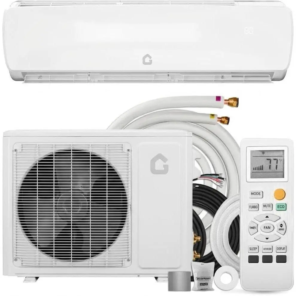 18000 BTU Energy Efficient Inverter Ductless Mini Split Room AC Unit - Copper, Eco Mode, Auto-Dimming Display, Dehumidifier, Complete DIY Kit, for 750 Sq Ft Large Spaces, -19°F to 109°F Range, 50-ft Airflow Throw