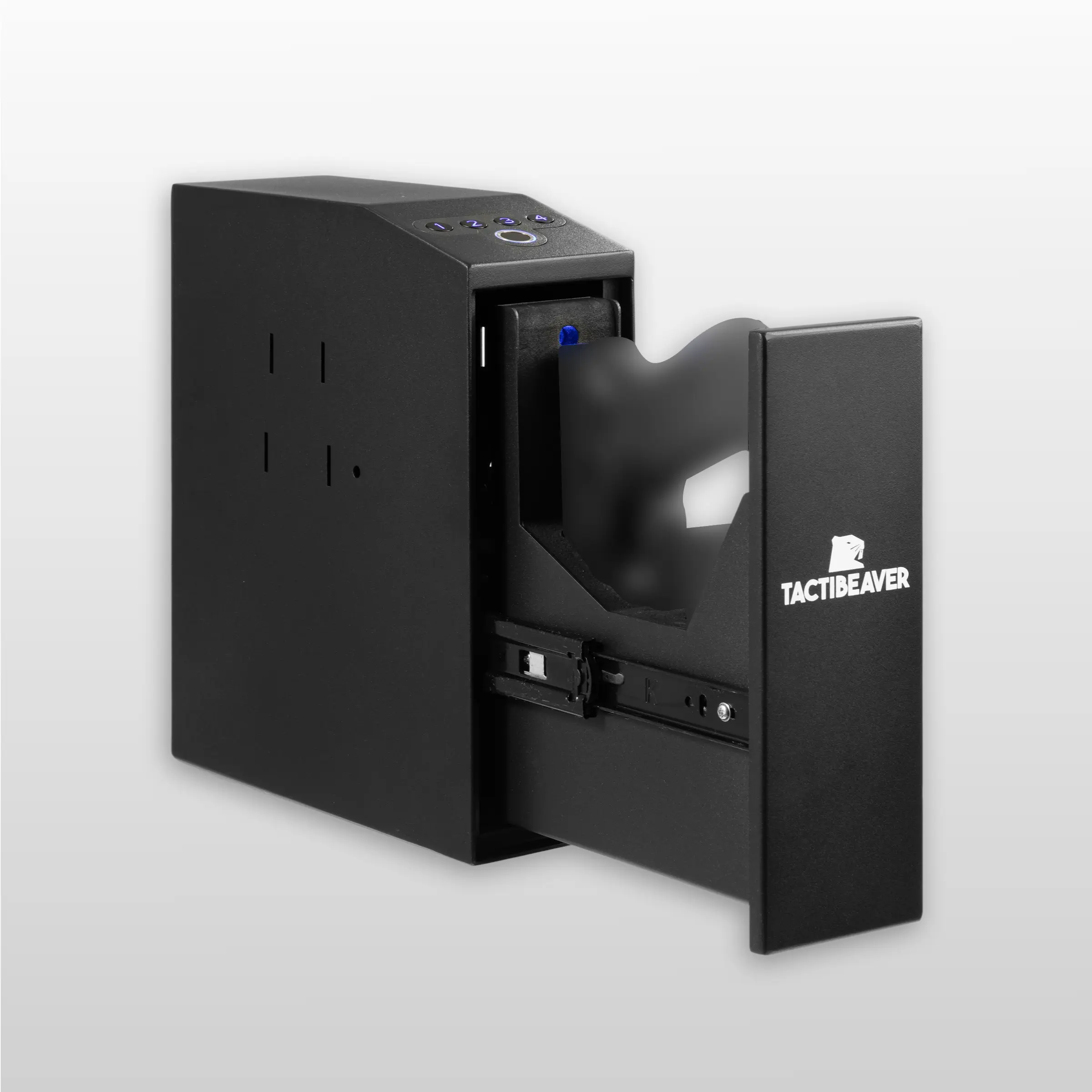 【Summer Sales】FLINT Biometric Handgun Safe, 0.1s Quick Access Pistol Safe with Auto Sliding Door, Fingerprint Gun Safe for Nightstand Bedside  Desk - Silent Mode, LED Light, Backup Key Home Security Safe Steel Security Safe Anti Theft