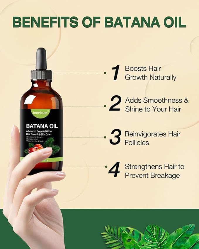 Kambuta Batana Oil Hair Growth & Care 100% Organic Moisturizer for Dry Damaged Hair 30ml Plant Extract Scalp Treatment Serum