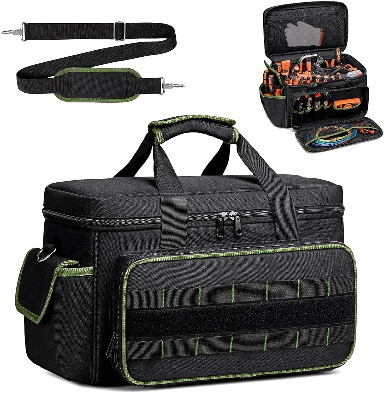 Gaomon 17-Inch 900d Abrasion Tough Oxford Cloth Tool Bag - 20-Pocket Order, Full-Open Access Zippers, Padded Grip Handle, Adjustable Shoulder Strap, 17X10.6x9.8" Inches Organizer for Electricians, Jobsites