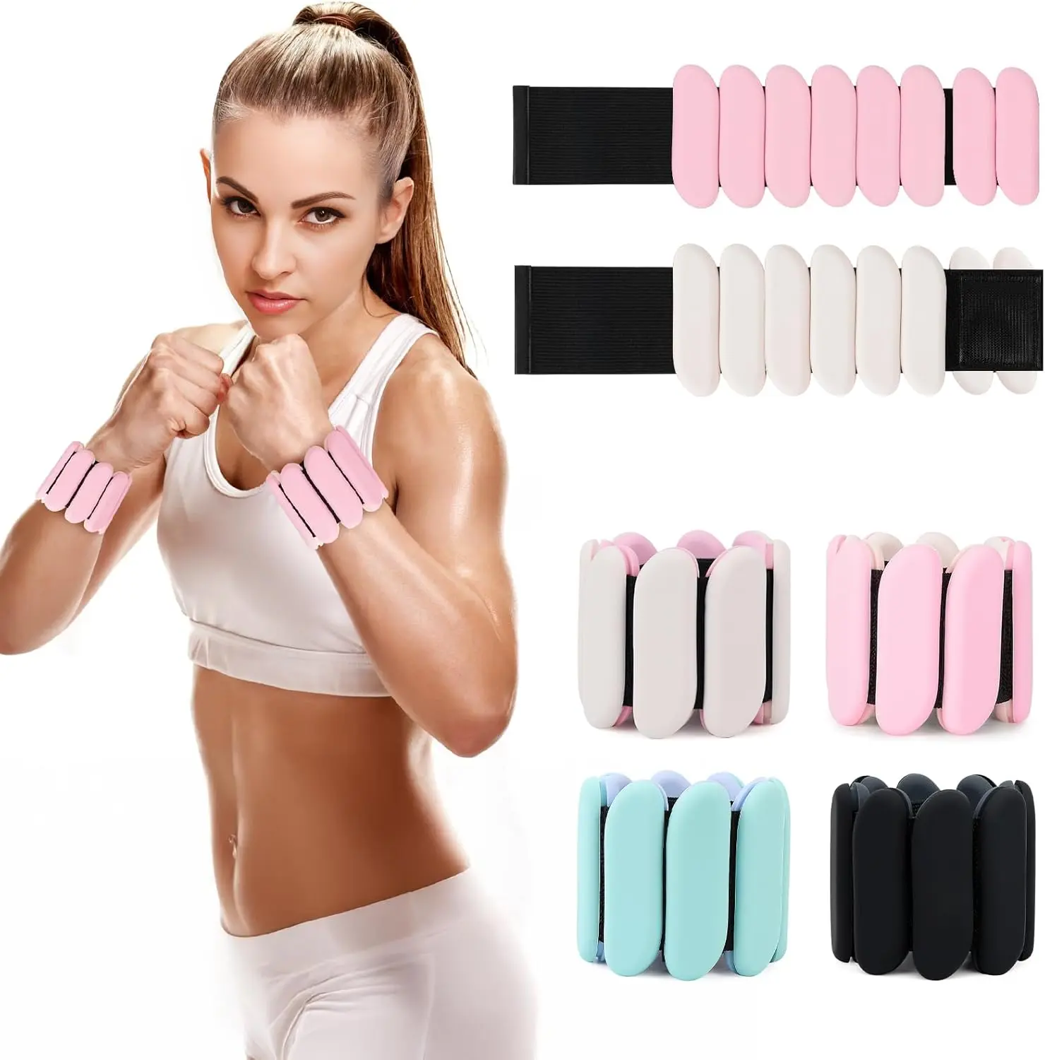 Wrist Weights, 2Pcs Wearable Wrist Ankle Weights for Women and Men, Adjustable Silicone Bracelets Suitable for Walking, Yoga, and Gym, Arm & Leg Workout, 2lb
