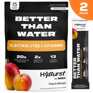 Peach Mango | 2 PACKS | 30 Sticks | Electrolyte & Vitamin Drink Mix | B12, L-Theanine, D3, K2, Zinc, Magnesium, Potassium | Calm Focus & Energy