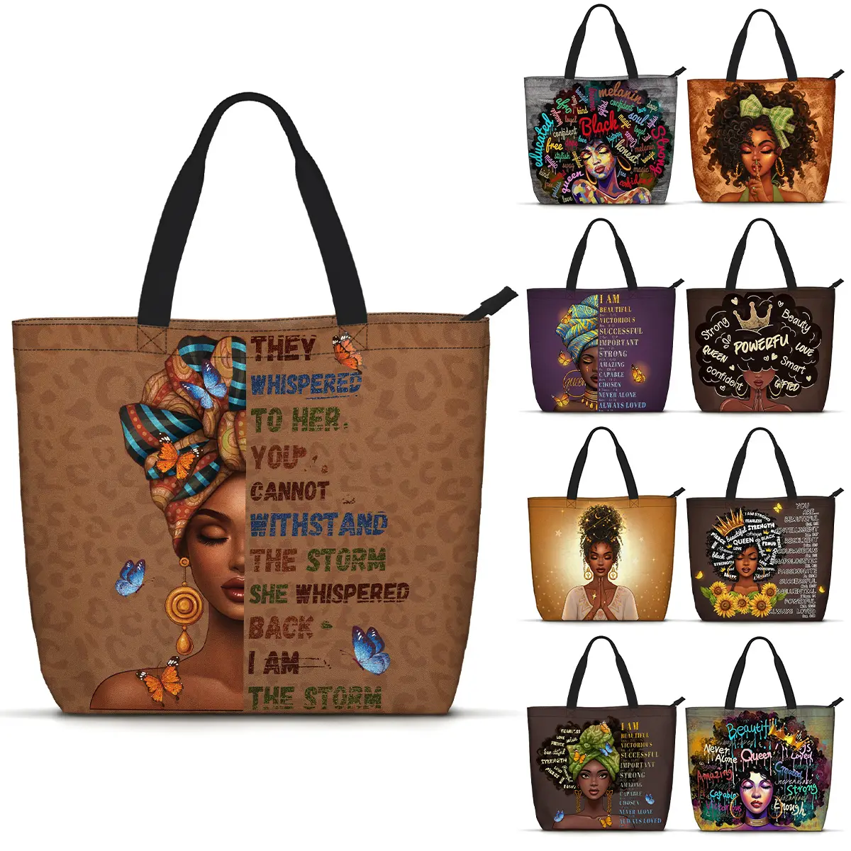 Women's African American Black Girl Magic Large Tote Bag - Creative Design, Fashionable Casual Commuting & Everyday Work Bag for Travel Shopping