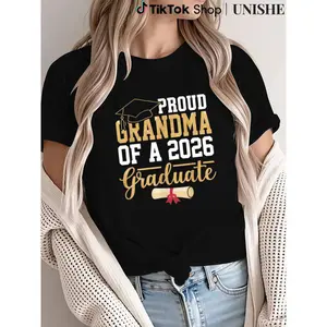 Cotton T-Shirt for Grandma Proud of 2026 Graduate Class