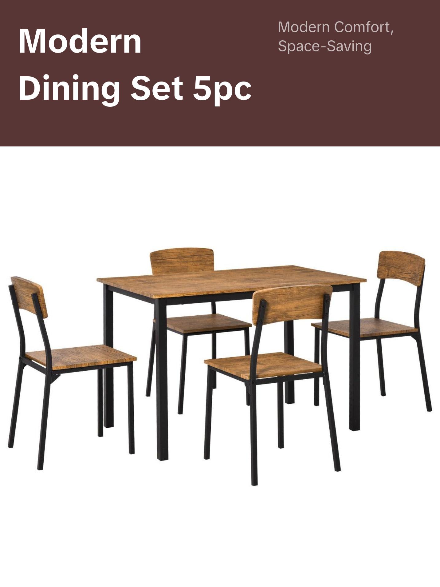Charming 5 Piece Dining Table Set Modern Counter Height Dining Table and Chairs Set Dark Walnut