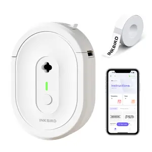 INKBIRD label printer (with tape), Bluetooth label printer, wireless mini label maker, supports multiple templates, suitable for schools/office/households, black-Spring glow up
