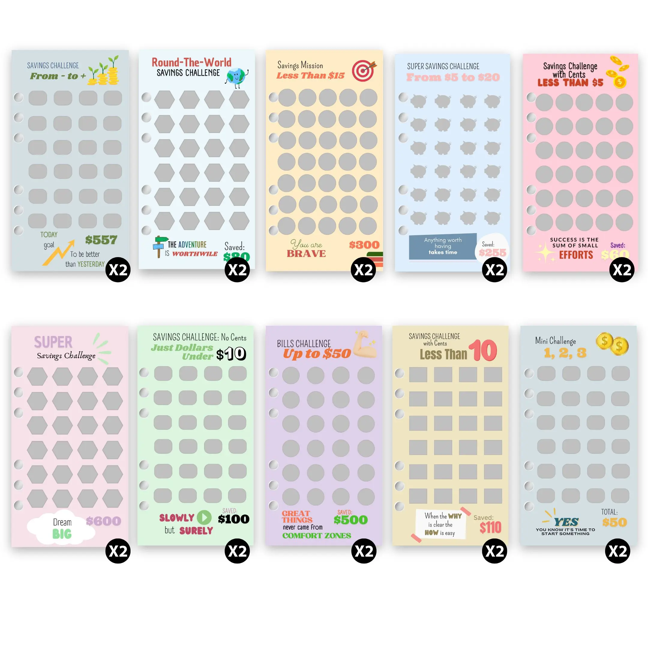 WHEN PIGS FLY | A6 20 Scratch-Off Money Saving Challenge Sheets | Scratch to reveal. Save without overthinking.