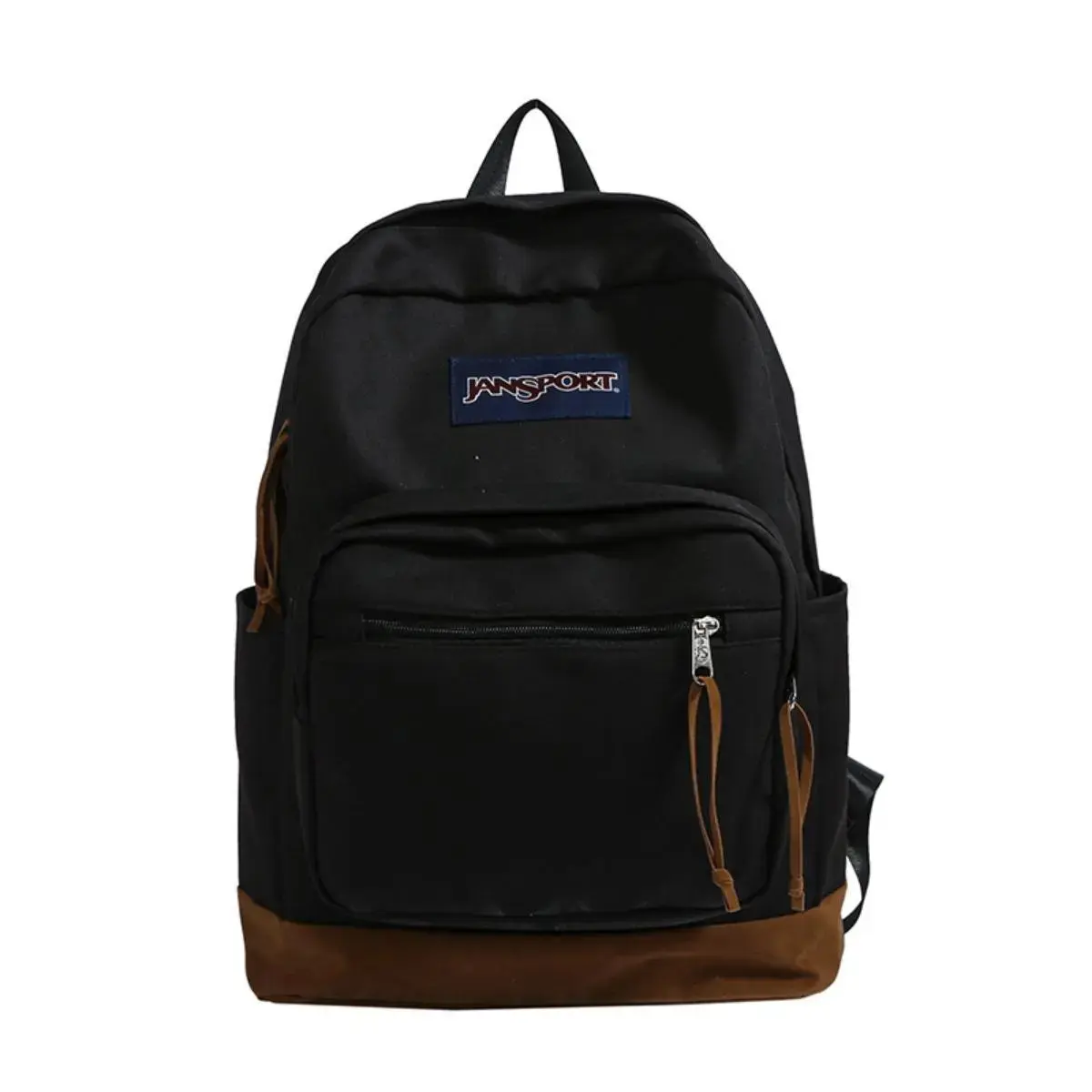 JanSport Cool Student Backpack - large college backpack with vintage suede bottom and letter patches, large capacity, casual school daypack for teens