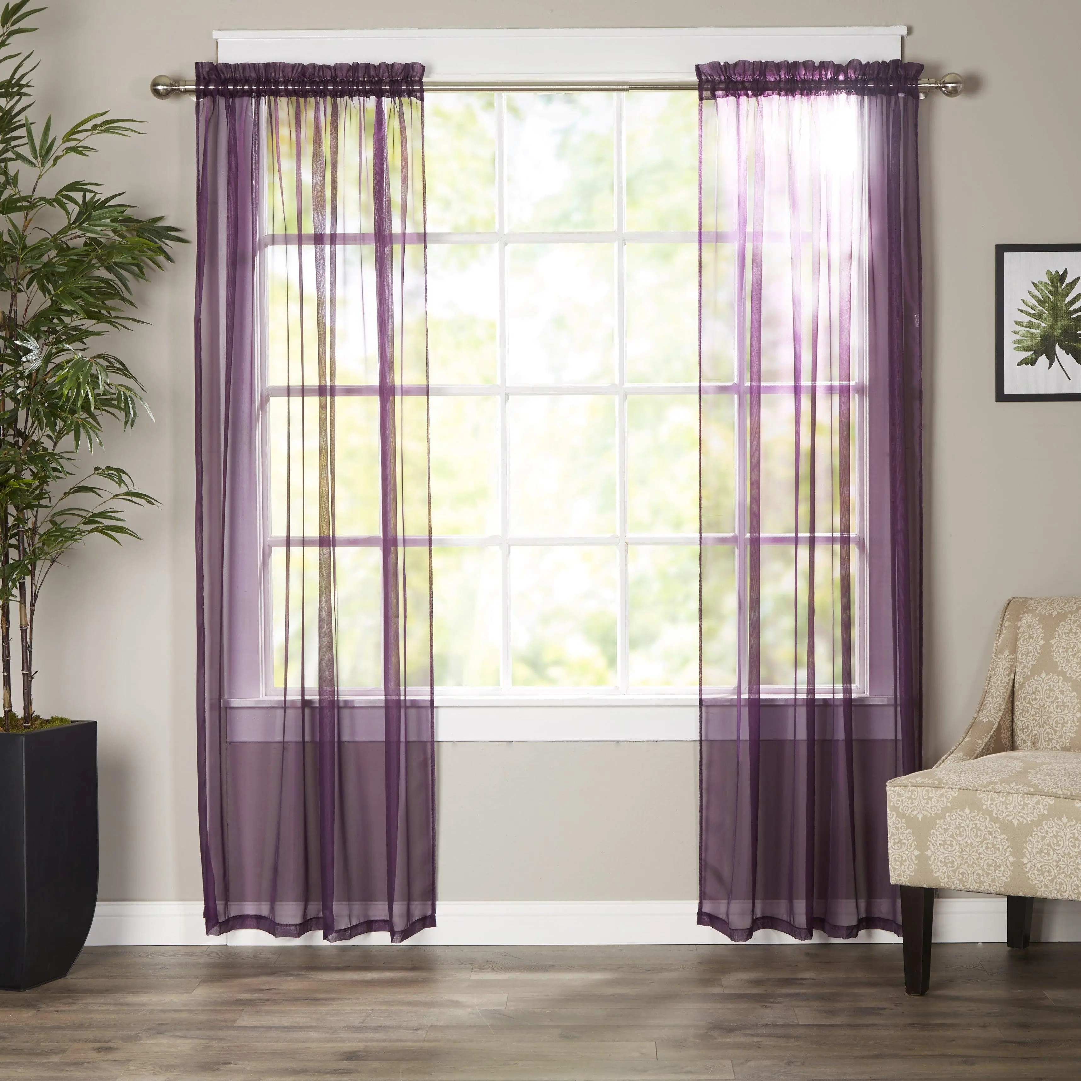 Elegant Comfort 2-Pack Sheer Curtain Panels – Light-Filtering Rod Pocket Design, 100% Polyester Voile