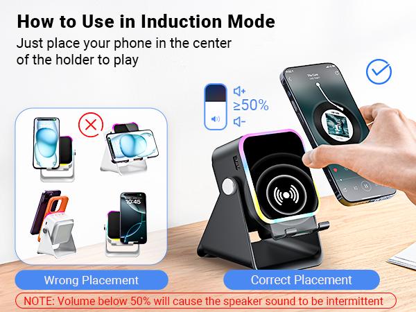 [DealsForYouDays] PUTARE Wireless Induction Audio Speaker Stand, 5in1 Cellphone Holder, 3500mAh Rechargeable Emergency Power Bank,360° Adjustable Mobile Tablet Stand with Colorful Ambient Light Gifts for Men Women SummerWins