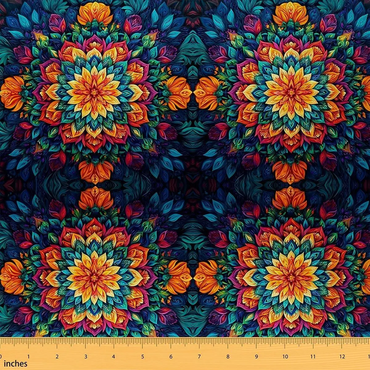 Feelyou Polyester Boho Floral Print Flannel Fabric by the Yard - Waterproof, Water-Repellent, Soft, Easy Cleaning, Non-Stretchy, Elegant Rustic Design for Indoor/Outdoor Chairs & Home DIY Projects