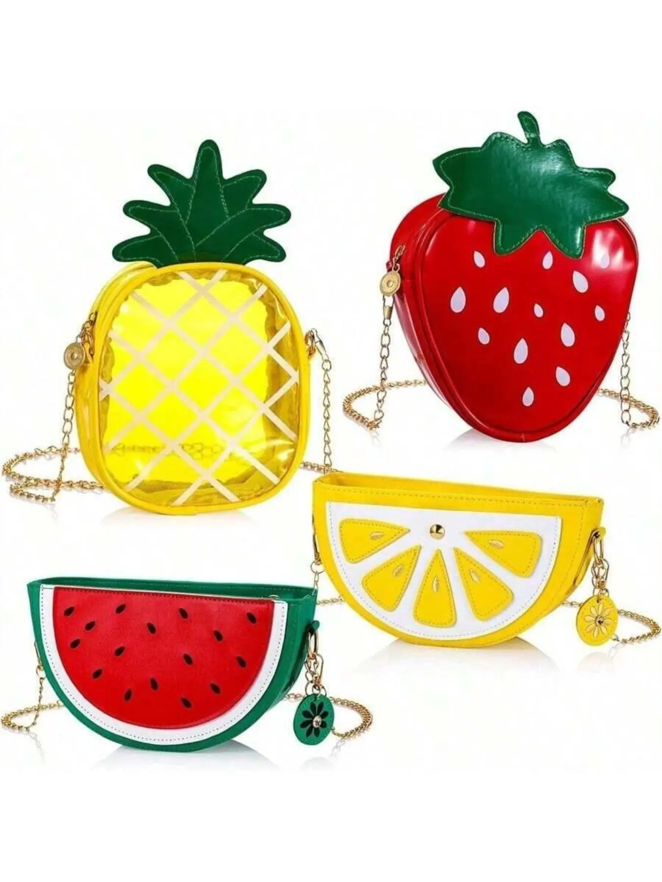 Cute Fruit Shoulder Bag, Avocado Lemon Watermelon Shape, Pineapple Strawberry Crossbody Mini Bag, Women's Wallet (fresh Style), Crossbody Bag, Fashionable Patterned Bag, Fashionable Bags