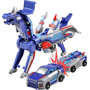 Dinosaur Transforming Car Set 2 Crash Cars Turn into Robot Dino Toy for Boys and Girls