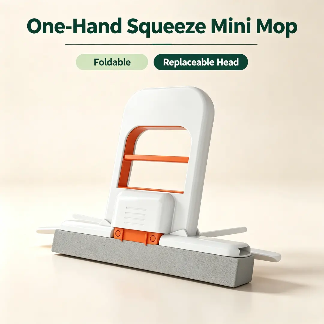 Handheld Mini Foldable Mop - Small Cotton & Sponge Cleaning Tool for Bathroom, Kitchen, Desktop Home Supplies Lightweight
