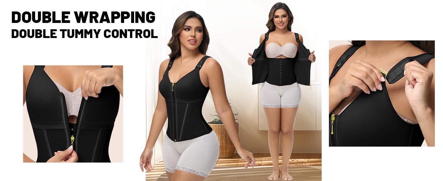 SHAPSHE Waist Shapewear Corset for Women Sport Workout Vest for Women Gym Zipper and Hooks