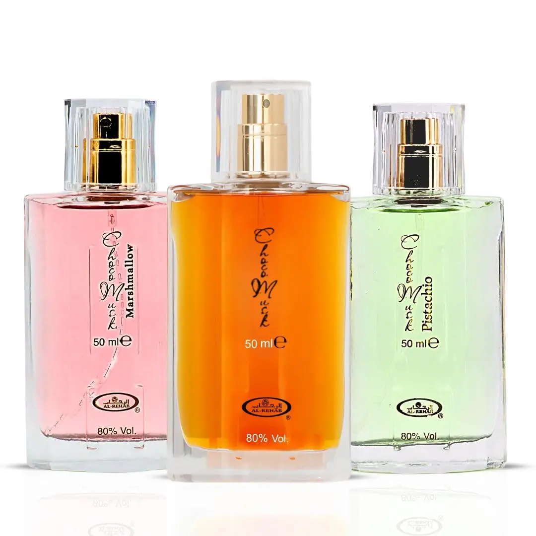 Al Rehab Choco Musk, Marshmallow & Pistachio Perfume Set | 3-Piece 50ml Gourmand Eau de Parfum | Long-Lasting Sweet Vanilla Unisex Fragrance, Vanilla Perfume, Gifts Adults, Edp Perfume Fragrance, Long Lasting Perfume