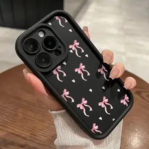 for iPhone 13 Bow Pattern TPU Phone Case for iPhone 16 15 14 Pro Max 13 12 11 XR XS Plus Shockproof Full Camera Protection Durable slim Silicone Cover Cellphone Protective