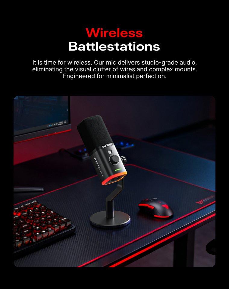 Maono PD100W Wireless & USB gaming microphone for podcast recording, meeting, dynamic RGB mic with quick mute, headphone jack, gain knob, volume control, desktop mic for PC Gamer. widely compatible with PCs, smartphones, laptops, PS4, and PS5. Maono PD100W Wireless & USB gaming microphone for podcast recording, meeting, dynamic RGB mic with quick mute, headphone jack, gain knob, volume control, desktop mic for PC Gamer. widely compatible with PCs, smartphones, laptops, PS4, and PS5.