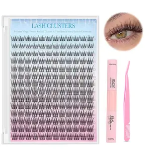 Wispy Lash Clusters 9-12mm, Thin Band Individual Eyelash Extensions for Natural Look, Reusable DIY Eyelash Clusters for Everyday Wear