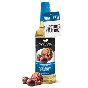 Syruvia Sugar-Free Chestnut Praline Coffee Syrup - 25.4 fl oz Premium Coffee Flavoring - 0 Calorie- Kosher, Gluten Free, Ideal for Drinks, Soda & More