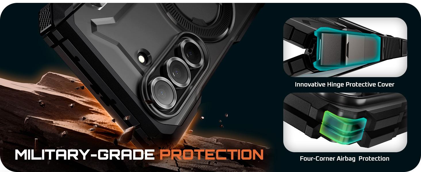 SUPCASE for Samsung Galaxy Z Fold 7 Case with Kickstand UB Grip Compatible with MagSafe Built-in Tempered Glass Screen Protector Hinge Coverage Military-Grade Protection Tilt Support Magnetic Wireless Smartphone Cellphone Protective Shockproof