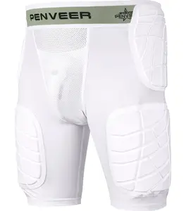 Penveer 5.0 Adult Football Girdle for Men with Cup Pocket - Padded Compression Shorts with Integrated Hip, Thigh & Tailbone Pads for Maximum Protection (White)