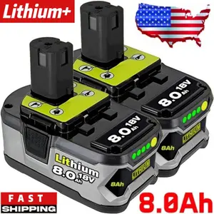 2PACK For RYOBI 8.0AH Lithium-Ion Battery  One+ Plus P108 18 Volt High Performance Long Endurance Power Tool Accessories
