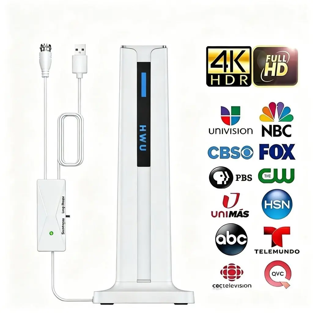 HWU Digital TV Antenna for LOCAL free channels indoor,  Easy Setup IndoorOutdoor Antennas for smart tv, Long Range Reception installation