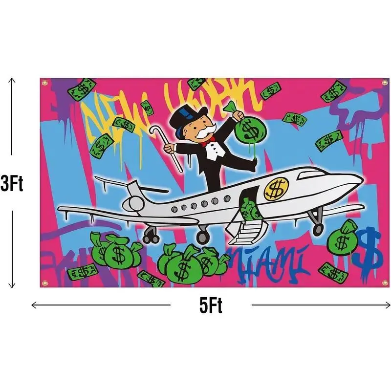 Funny Money Bags Flag, 3x5 ft Banner, Home Decor for College Dorm Rooms