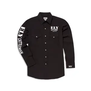 Men's long sleeved western-style logo denim shirt